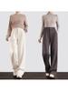 Women's Plus Velvet Thickened Wool Wide-Leg Pants - Winter Autumn Style for Tall Individuals.
