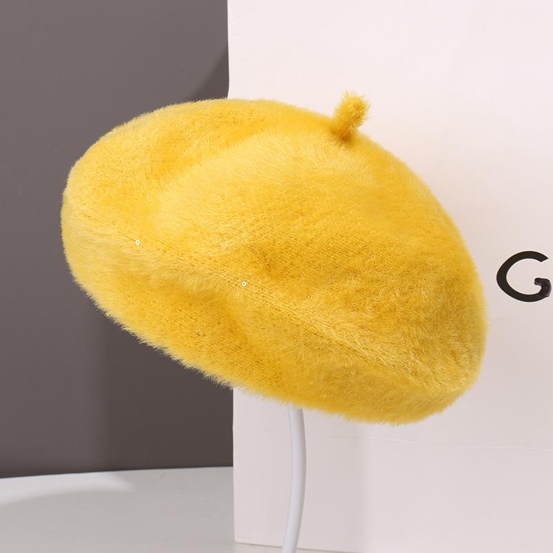 Letter embroidery beret children's fashion face small versatile autumn and winter warm painter hat newsboy hat