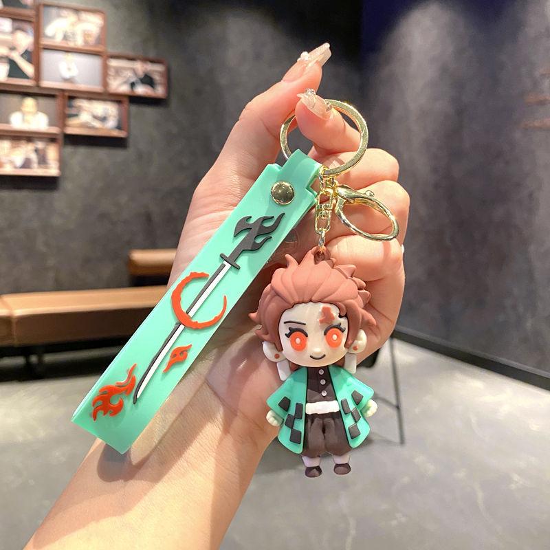 Cartoon Anime Ghost Annihilation Blade Key Chain Creative Silicone Charcoal Jiro Car Pendant Couple Bag Keychain