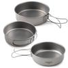 TOMSHOO 3pcs Titanium Bowls Set Ultralight Titanium Dinner Bowl Pan with Foldable Handles for