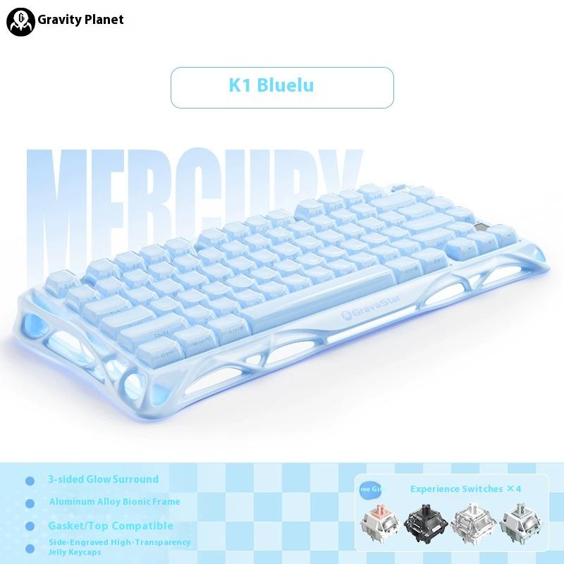 Gravity Planet 75k1pro Mekanik Klavye Kablosuz Oyun Esports Profesyoneli Alüminyum Özelleştirme Bilgisayar Çevre Birimleri