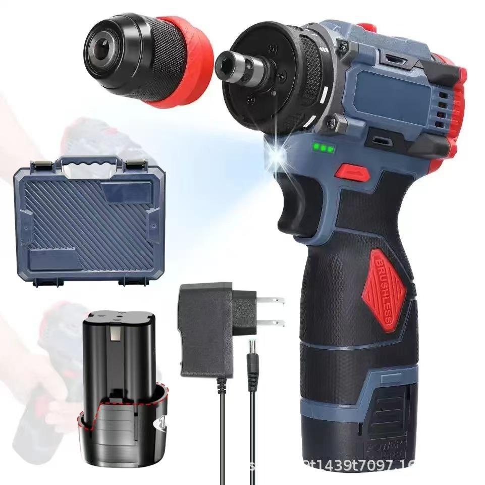 Brushless Impact Drill & Electric Screwdriver with Quick Chuck for Handheld Hole Drilling and Decoration