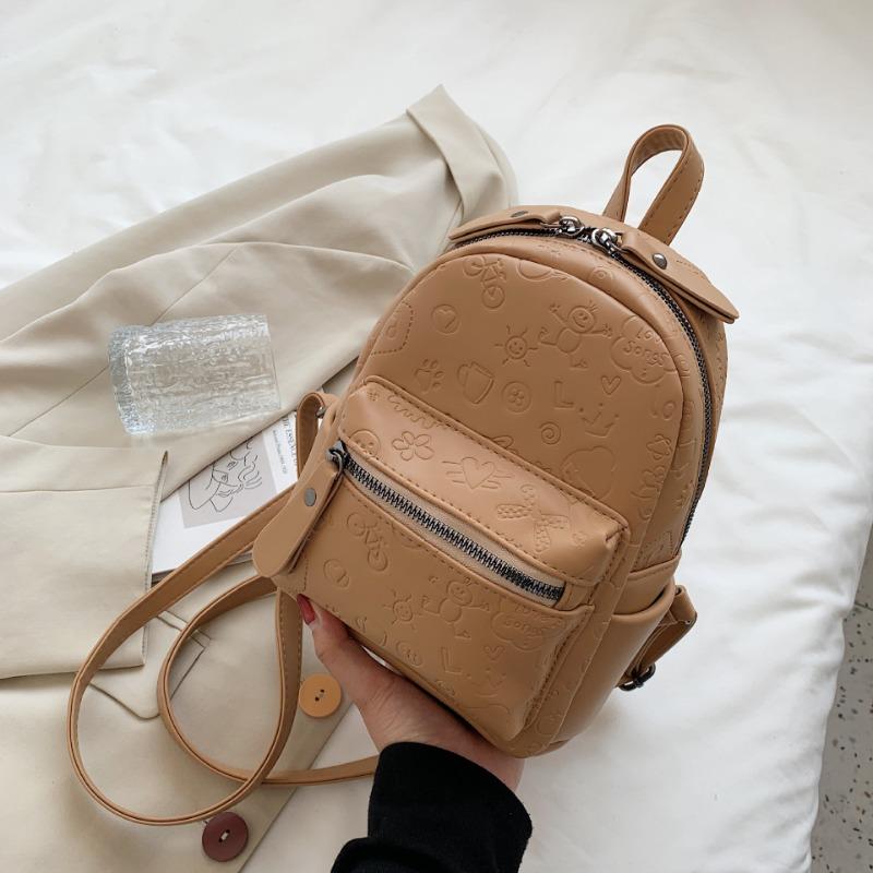 Small Bag Women's Versatile New Trendy Fashion Embossed Women's Backpack Casual High-end Lightweight Travel Bag Small Backpack