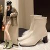 Women Ankle Boots Real Leather Thick High Heel Shoes Fall Winter 2026 Casual Office Lady Dress Short Booties Plus Size