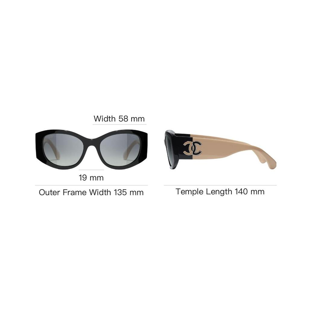 Chanel Logo Oval Sunglasses Unisex Sunglasses Black CH5524-C534/S8