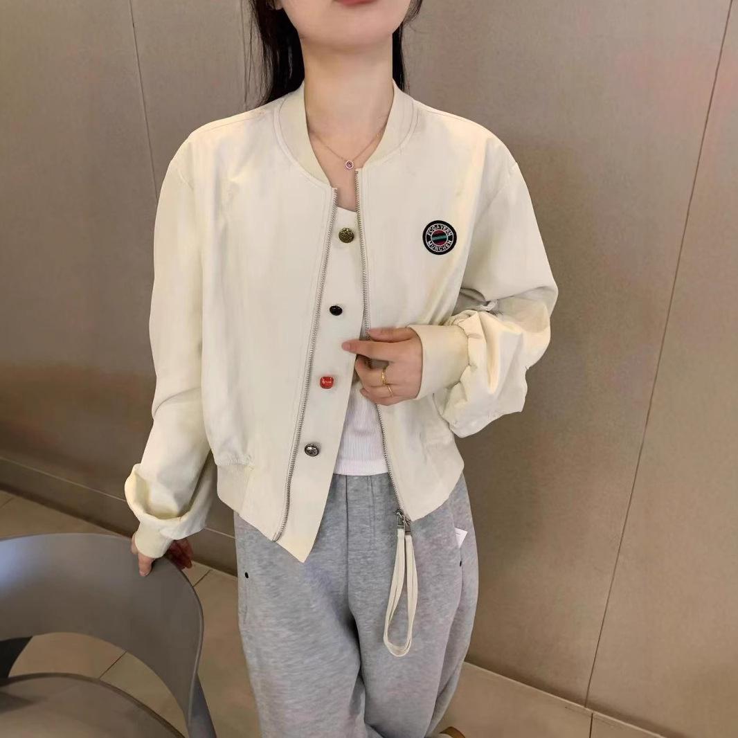 

High-End Women s Trendy Casual Baseball Jacket - Spring/Autumn 2025 Short Coat M брудно-білий
