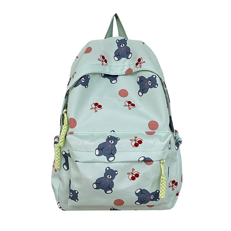 

Универсальный и модный школьный рюкзак, корейская версия с высоким уровнем внешнего вида в Instagram, студенческий рюкзак большой вместимости with star bones and pendants зелёный