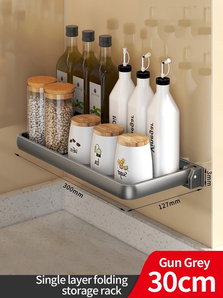 

Foldable Wall Mounted Kitchen Spice Storage Rack Condiment Rack Multifunctional Household Utensil Rack Kitchen Hanging Organizer