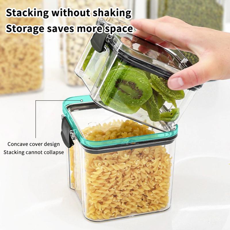 Vzduchotěsná plastová dóza na potraviny Průhledná na cereálie, bonbóny, sušené potraviny Nádoby do lednice Domácí kuchyně