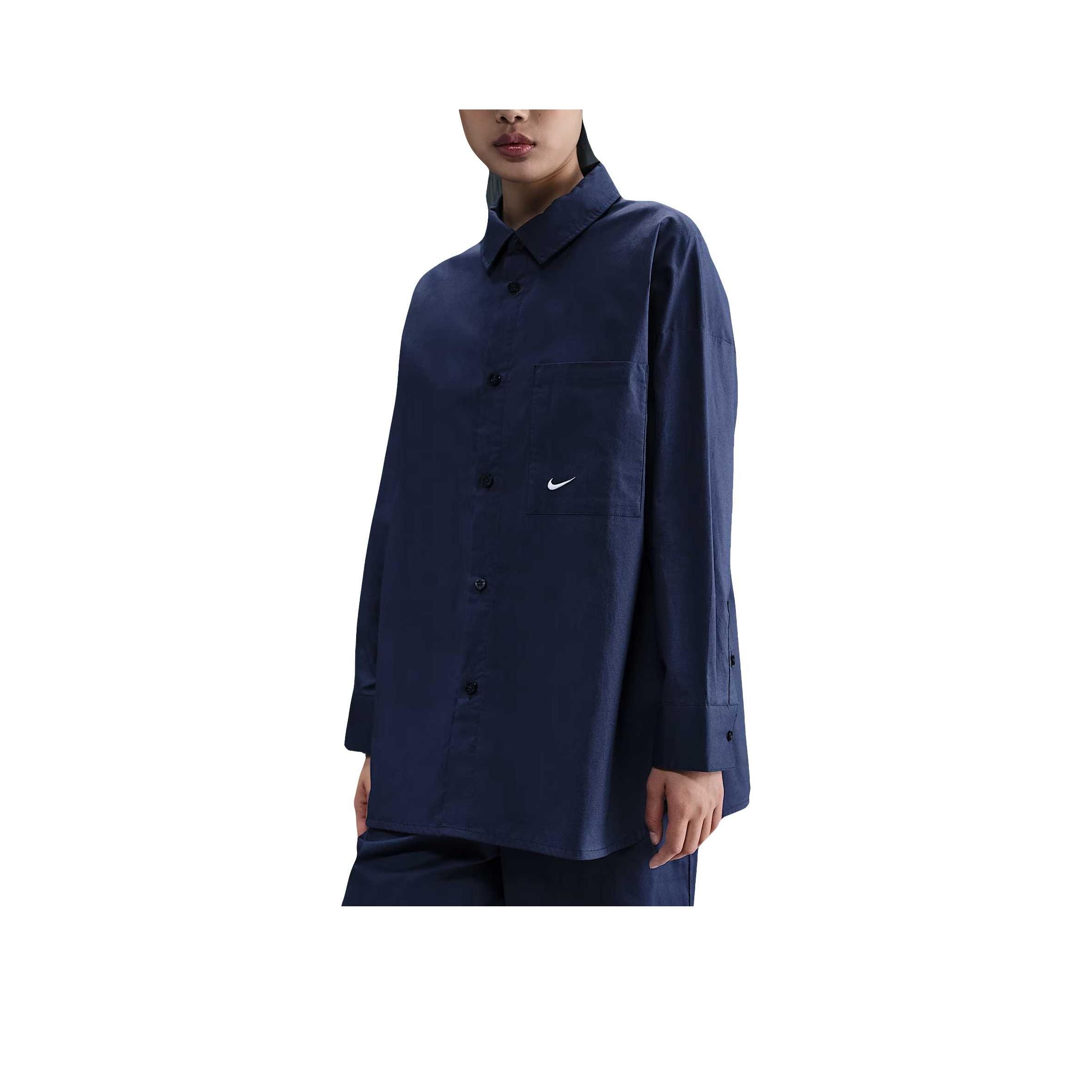

Nike Спортивная одежда SS25 Chill Poplin Swoosh Повседневная мода Простая универсальная рубашка с длинным рукавом Женские рубашки HJ0716-410 M
