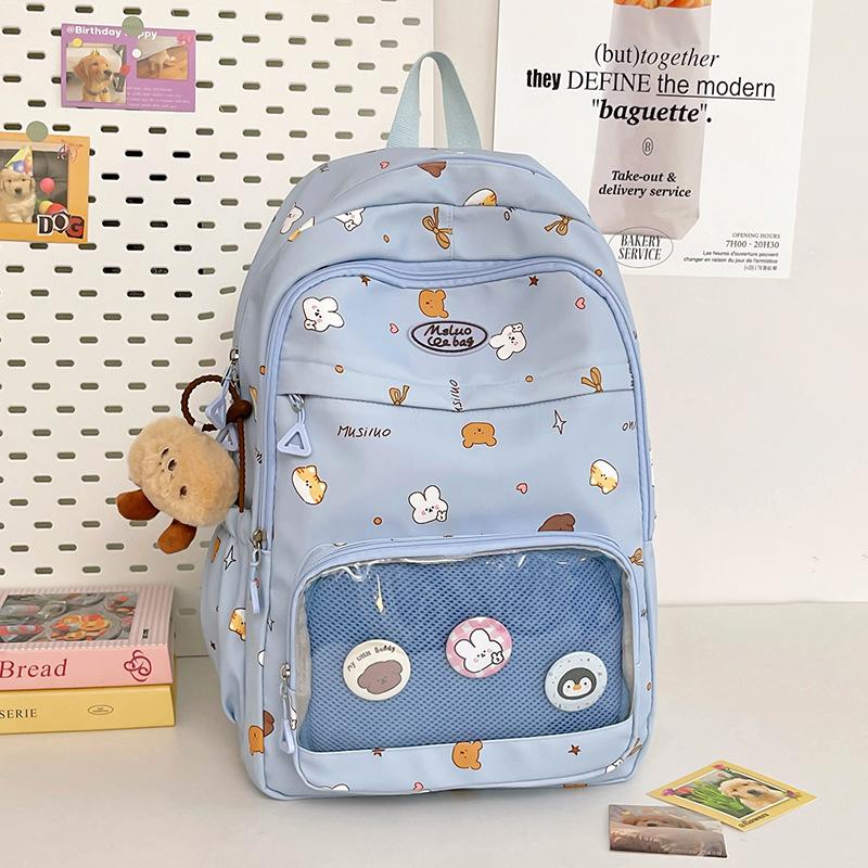 Cute Japanese transparent bag large capacity backpack female student schoolbag junior high school high school student high value backpack