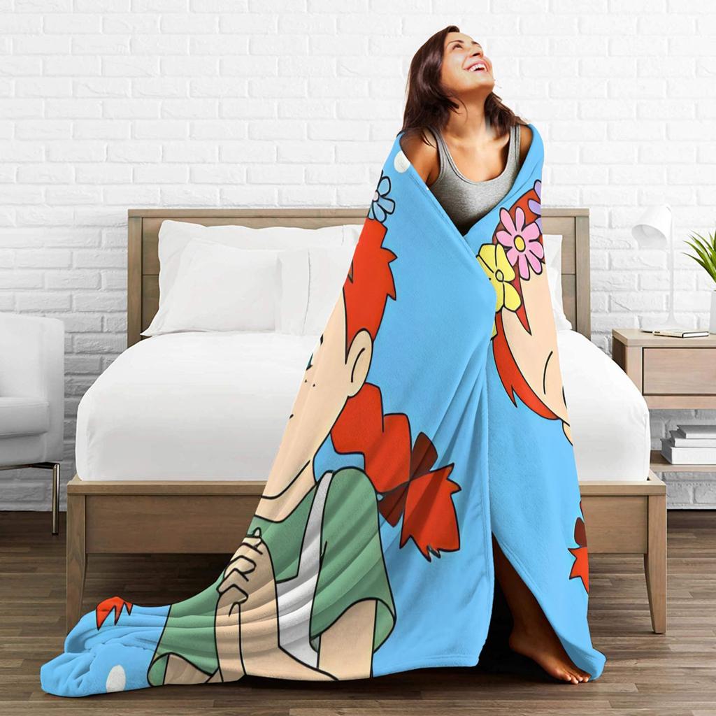 Cartoon manga A-Anne of Green Gables Super Soft Blanket Kids Plush Throw Blanket Street Trend Flannel Bedspread Sofa Bed Cover