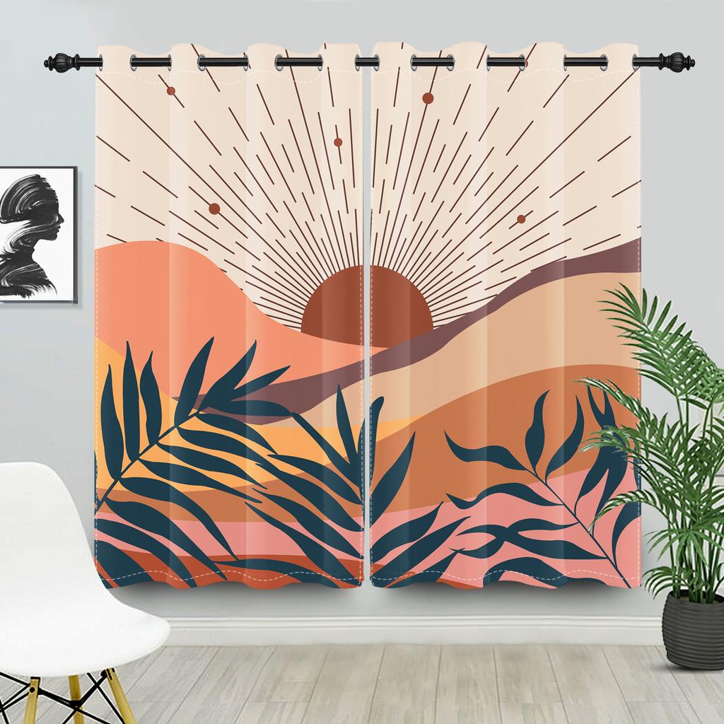 Abstract Landscape Pattern Curtains Style Living Room Bedroom Modern Home Decor Window Drapes Boho Blackout Made Of Polyester Treatment