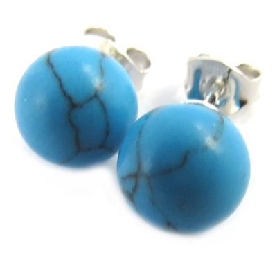 [M6714] - Turquoise 'Mineralia' Silver Earrings - 8 Mm