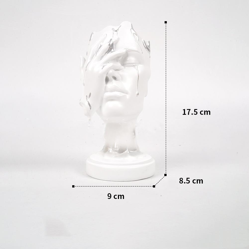 Artizanat din Rășină Statuie la Dimensiune Naturală Mască Facială Abstractă Tăcere Figurine Decorative Aurii Accesorii pentru Decorarea Casei