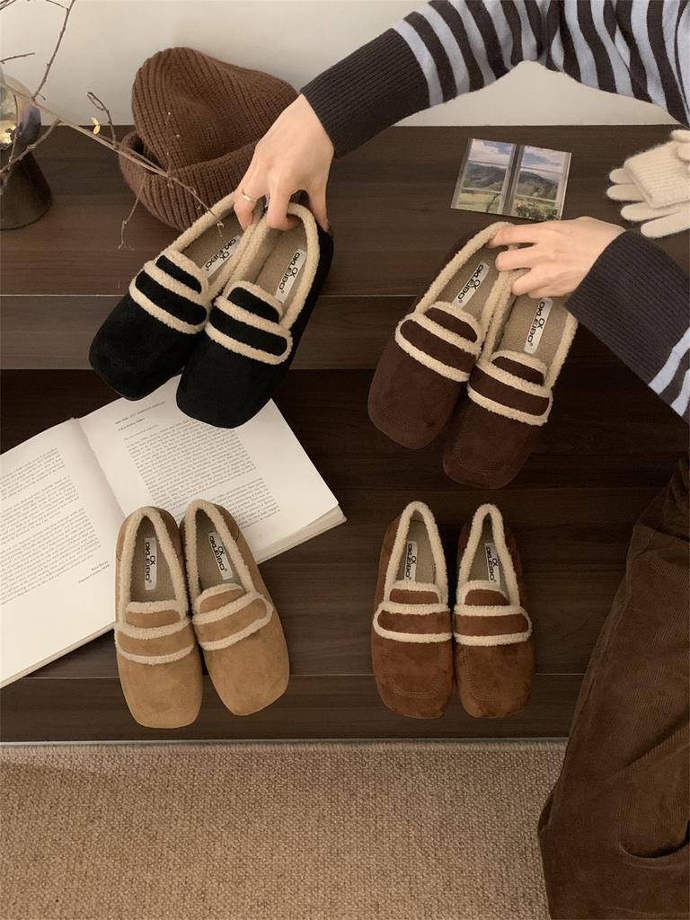 Loafers Women's 2025 New Autumn and Winter Piled Thickened Warm Fluffy Beanie Snow Cotton Shoes Women's Shoes