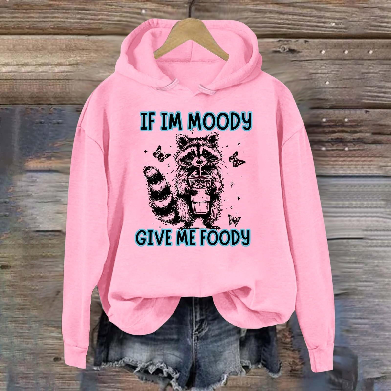 

Женская мода легкий длинный рукав пуловер толстовки с капюшоном с карманами графическая толстовка M розовый