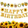Sunflower Theme Letter Banner For Party Decor With Paper Material For Event Celebrations