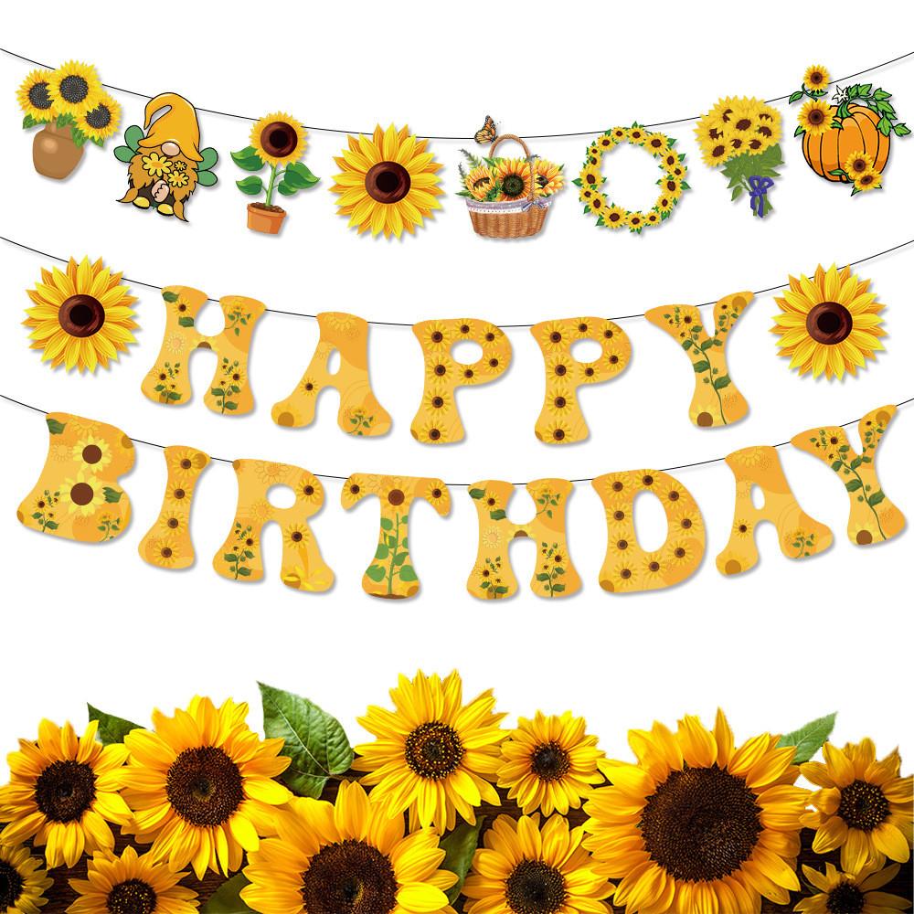 Sunflower Theme Letter Banner For Party Decor With Paper Material For Event Celebrations