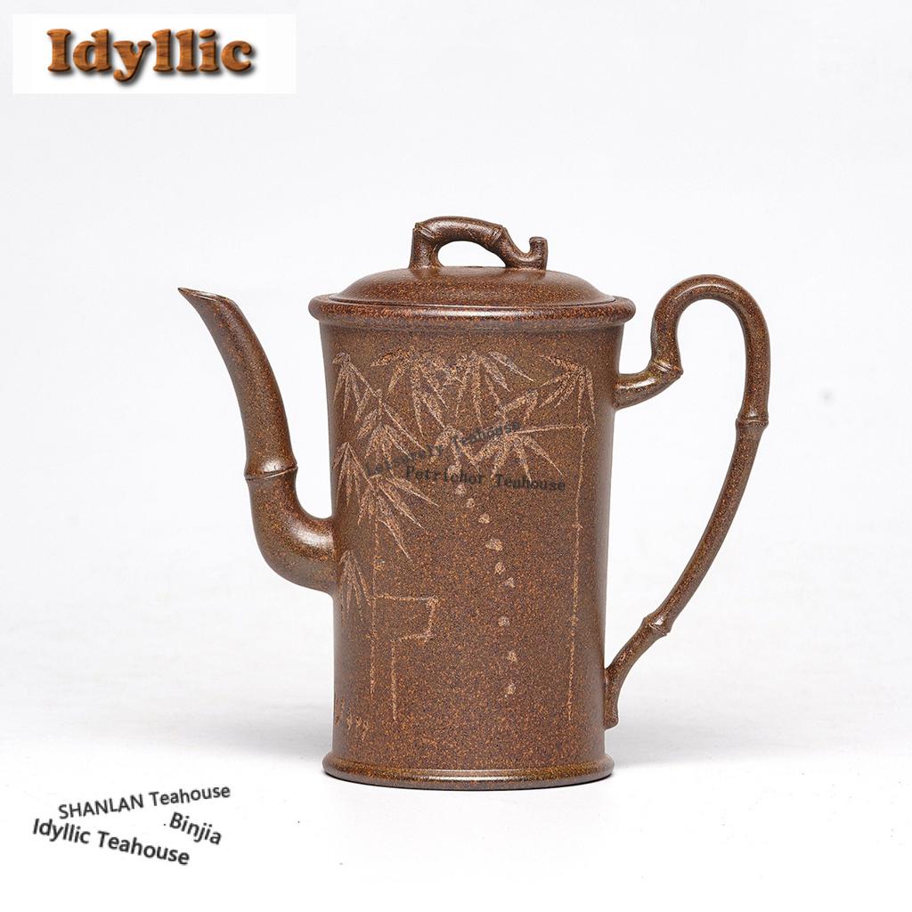 160ml Retro Yixing Purple Clay Teapots Handmade Bamboo Joint Pot Raw Ore Mud Kettle With Infuser Chinese Zisha Tea Set Craft