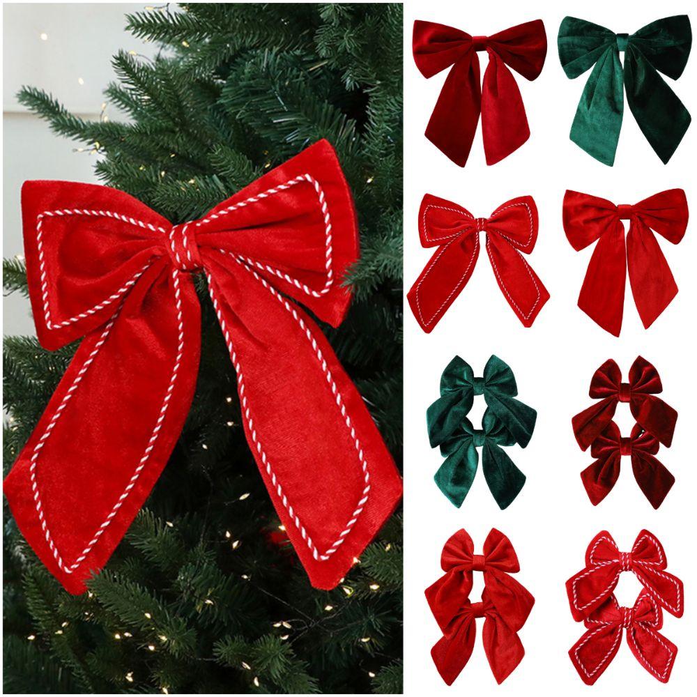 1/2PCS Red Christmas Decorative Bowknot Flannel Big Size Xmas Tree Hanging Bowknot DIY Accessories Showwindow Ornament
