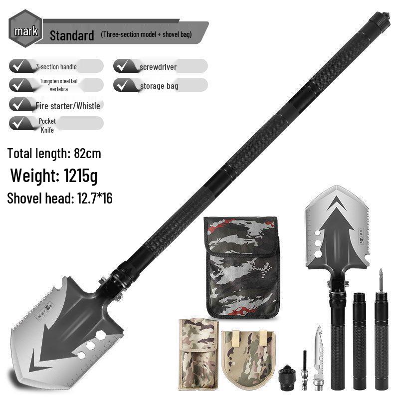 Lang Shen Multifunctional German Steel Entrenching Tool: Outdoor Self-Defense, Folding Shovel for Fishing and Military Use
