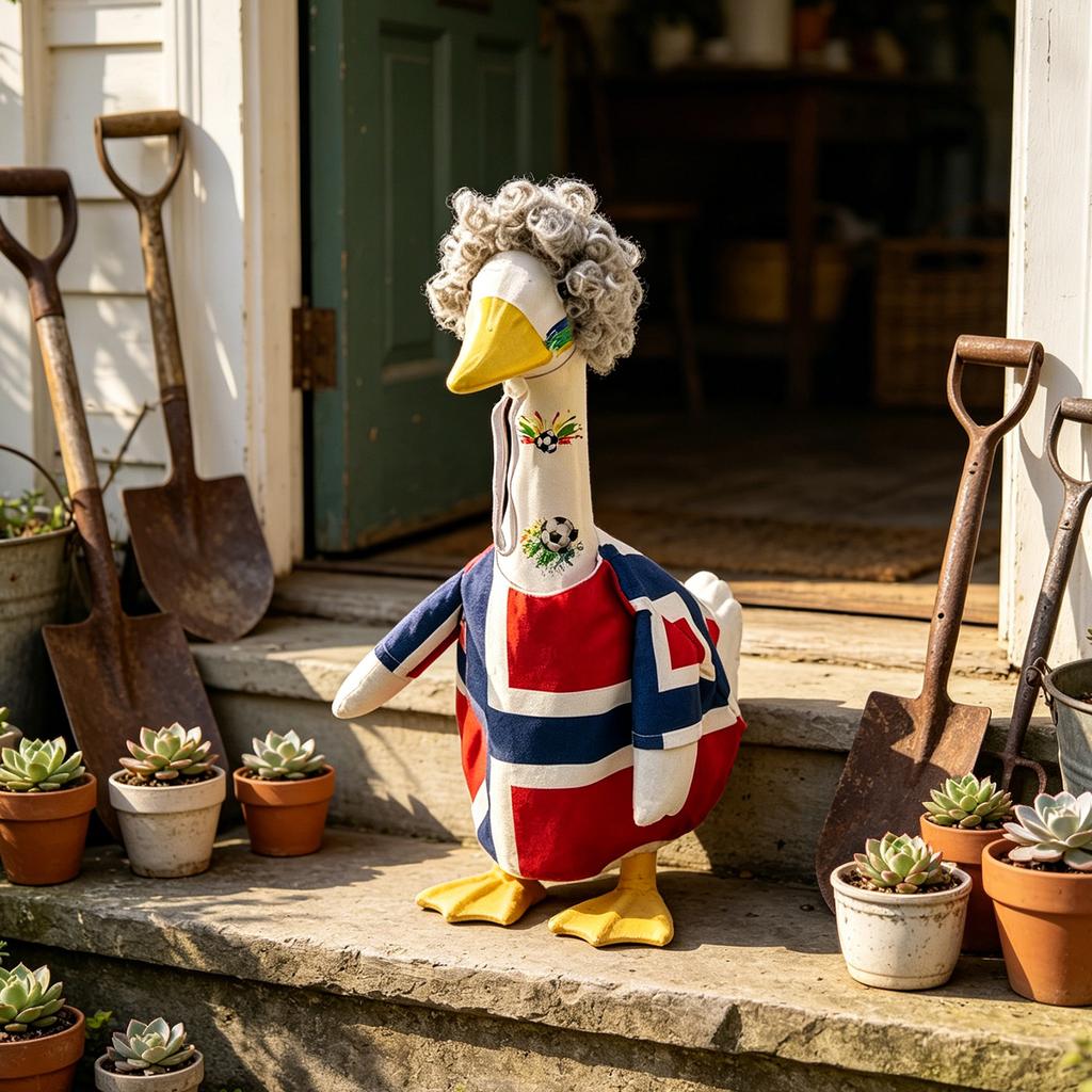 Patio Lawn Goose Costume Set with National Flag Design Includes Decorative Outfit and Accessories for Outdoor Yard Decoration
