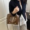 Versatile PU Leather Paw Print Shoulder Bags Solid Color Handheld Crossbody Bag Large Capacity Underarm Bags Women Girls AVE