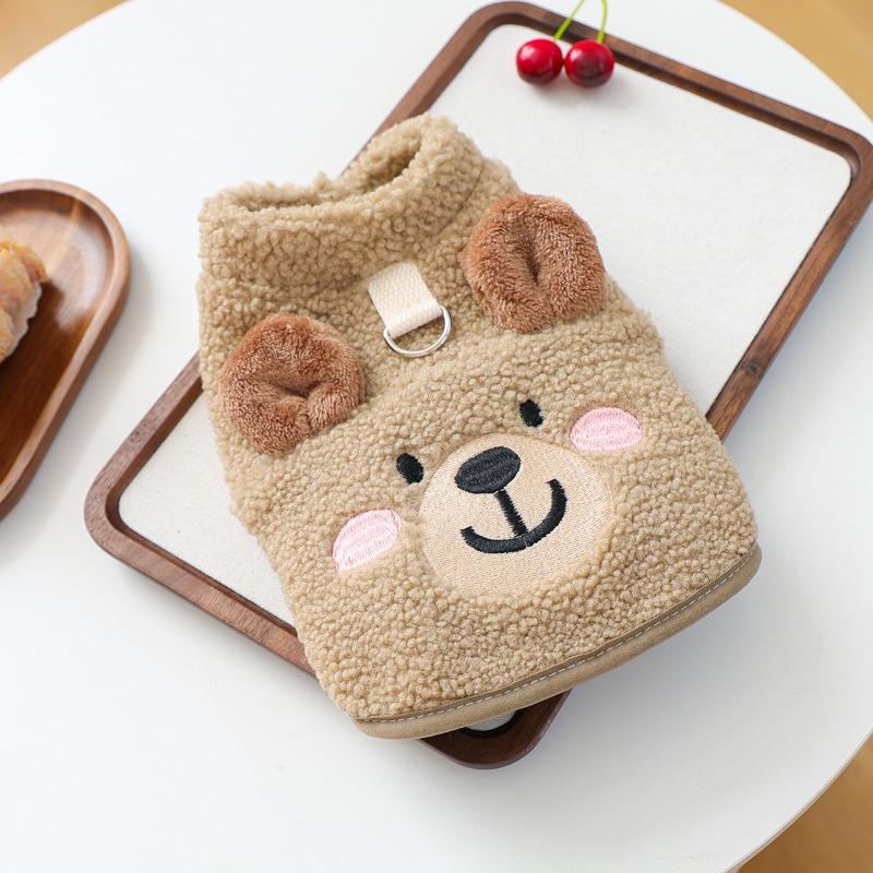 Pet clothes autumn and winter new small dogs, puppies, happy dogs and cats, warm and comfortable Dudu lamb wool vest