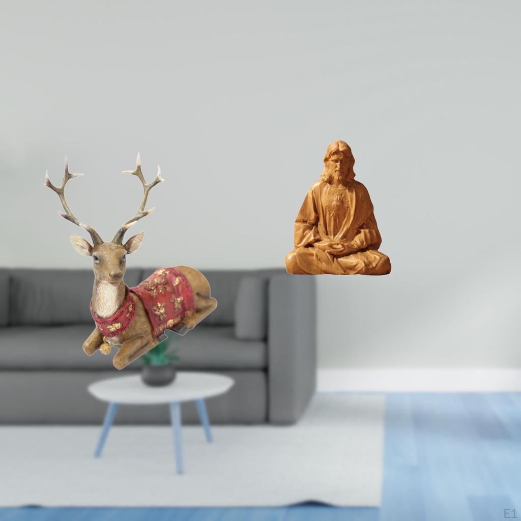 Reindeer Elk Deer Ornament Figurine Statue for Living Room Office Bedroom Farmhouse Sacred Heart