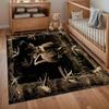 Retro Deer Pattern Rug Dark Color Stain-resistant Non-slip for Yoga Living Room Kid's Crawling Mat Bathroom Absorbent Carpet