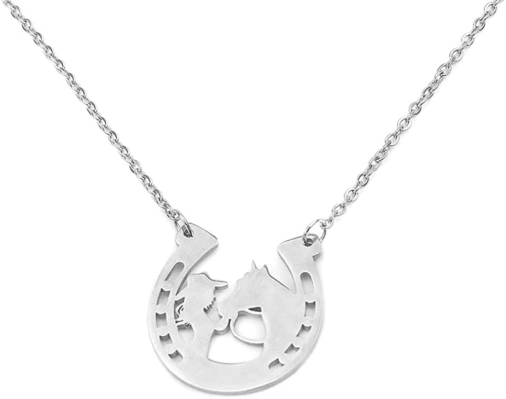 

Дівчина-кінь, ланцюжки для ключиць, намиста для дівчат, жінки, кулон у вигляді підкови, модні прості жіночі намиста, ювелірні вироби срібний