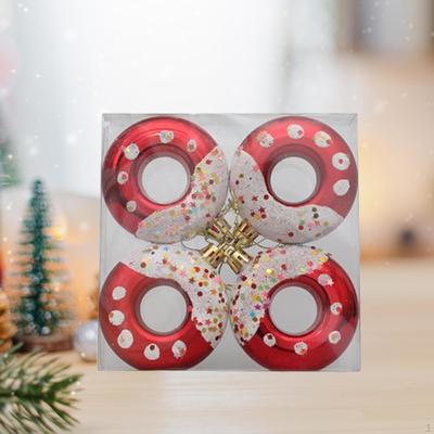4 Pieces Christmas Doughnut Shape Hanging Ornaments Xmas Decoration Decorative 7cm Diameter for