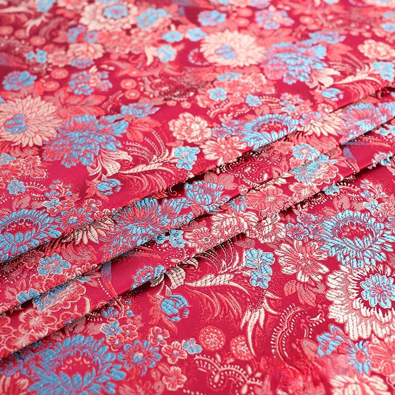 75x100cm Brocade Silk Fabric Beautiful DIY Material with Flower Pattern Sewing Handmade Patchwork Textile Cloth