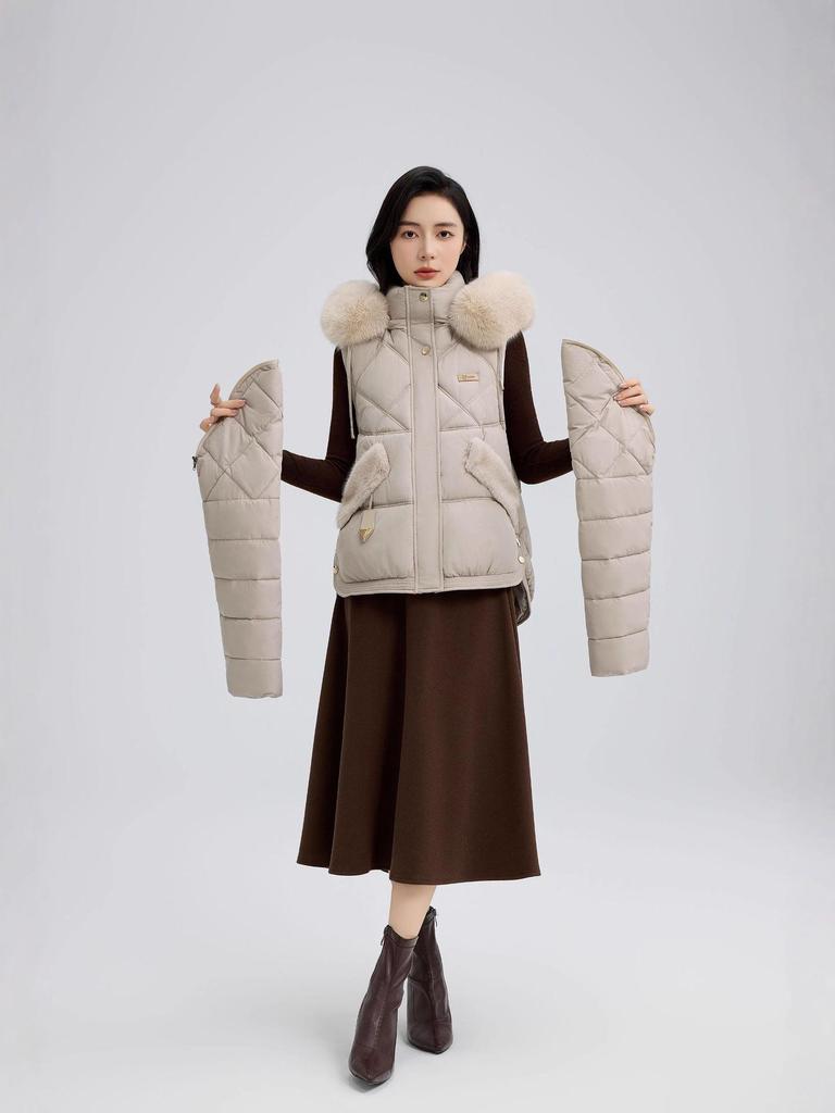 Korte Dameskatoenen Jas met Grote Bontkraag - 2025 Winter Koreaanse Stijl Slim Fit Jas