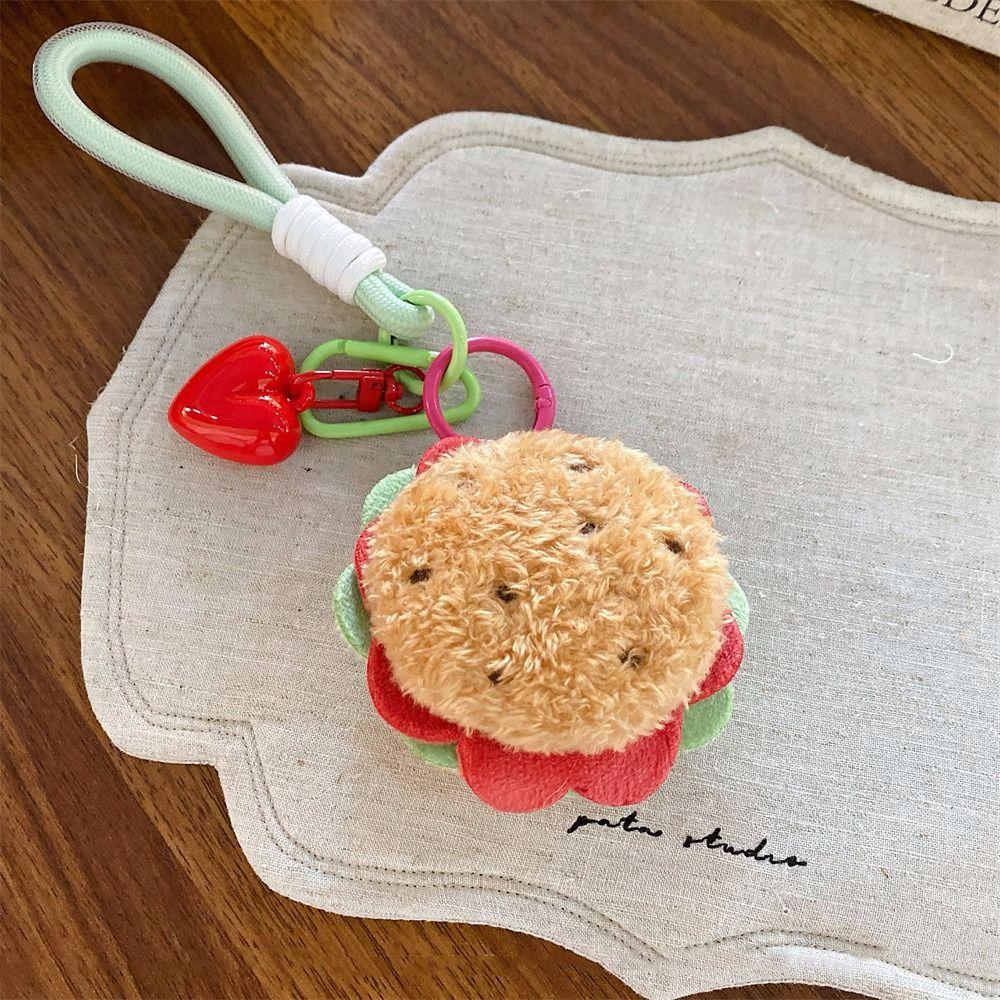 Burger Cake Plush Pendant Sandwich Bag Keyring Portable Funny Simulation Food Keychain Boys/Girls