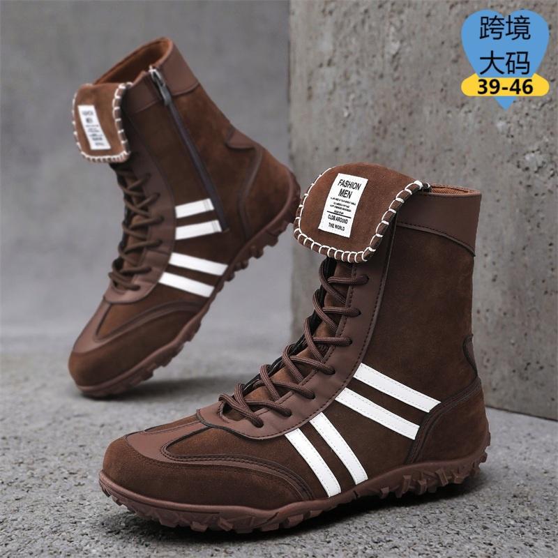 2025 Autumn and Winter New Non-slip Shoes Casual Tooling German Training Shoes Short Boots Thick-soled Retro Trend Board Shoes High-top Shoes