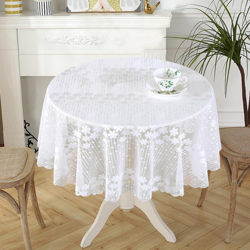 

1 шт. Полиэстеровая пыленепроницаемая скатерть Винтажный стол Белое кружево 150 см Настольная скатерть 150cm
