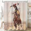 Western Cow Rustic Shower Curtain Farmhouse Bathroom Decor Vintage Cowboy Horse Print Waterproof Curtain Set