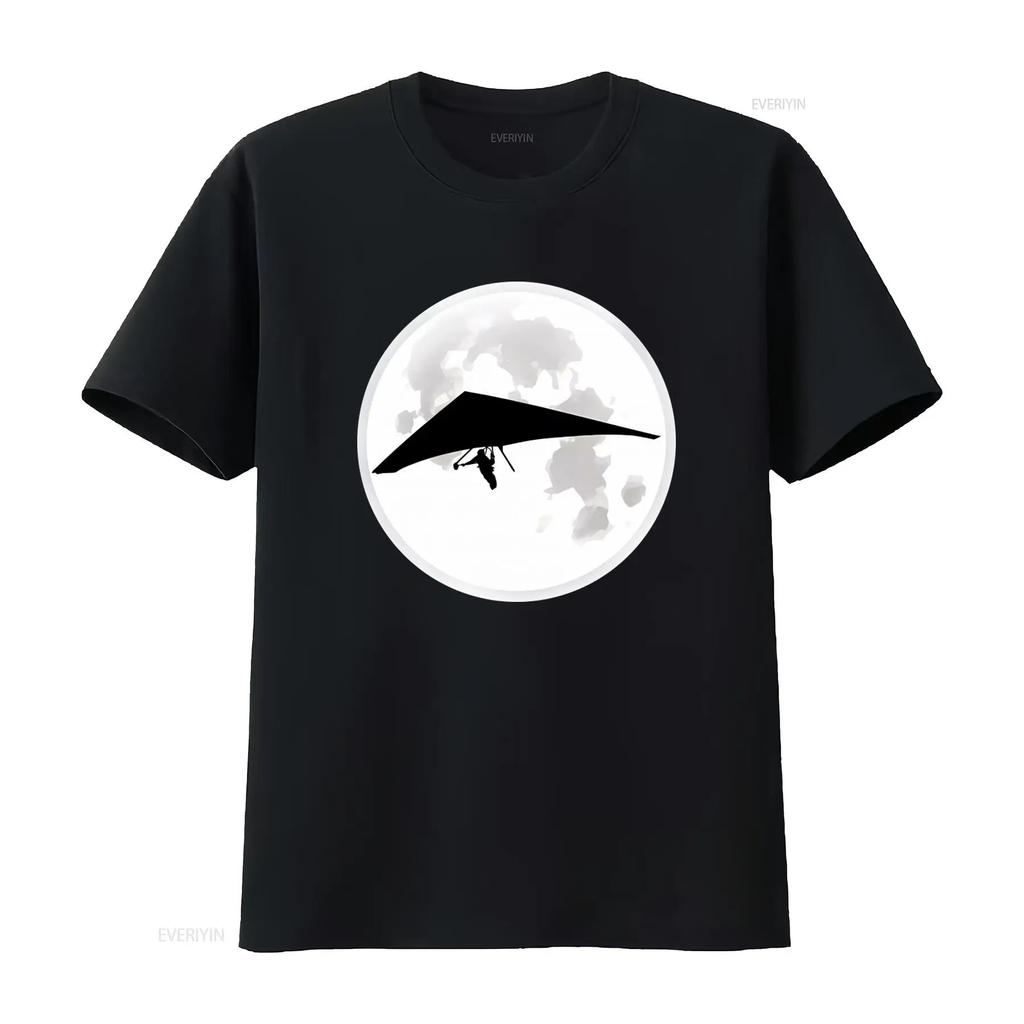 Moon Hang Glider T Shirt for Men and Women Ideal Gliding Teachers Hanggliding Enthusiasts Airsport Lovers Vintage Washed
