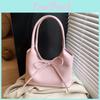 Solid Color Bow Light Soft Crossbody Bag Polyester Lining Casual Day Bags Travel