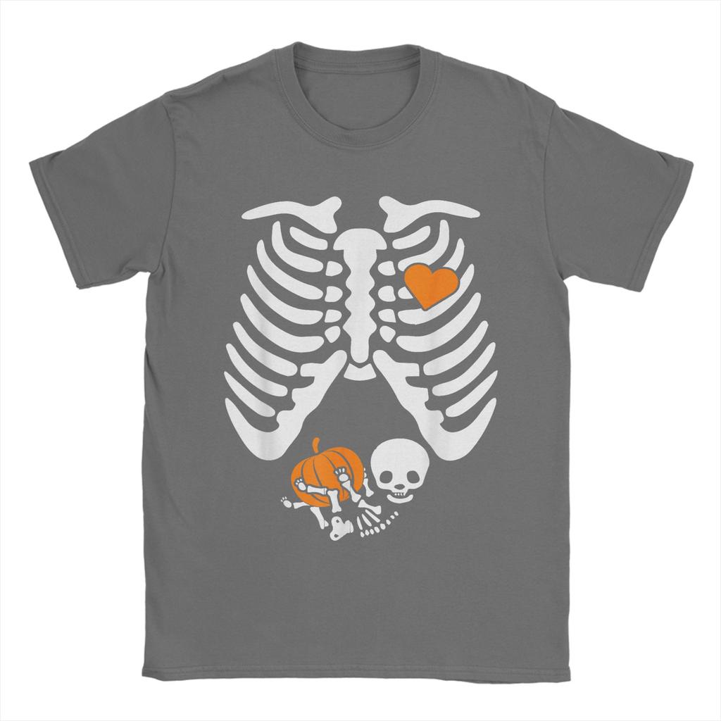 Women Skeleton Pregnancy Announcement Mom Halloween T-Shirts Men Crew Neck Cotton T Shirts Short Sleeve Tees Big Size Clothes