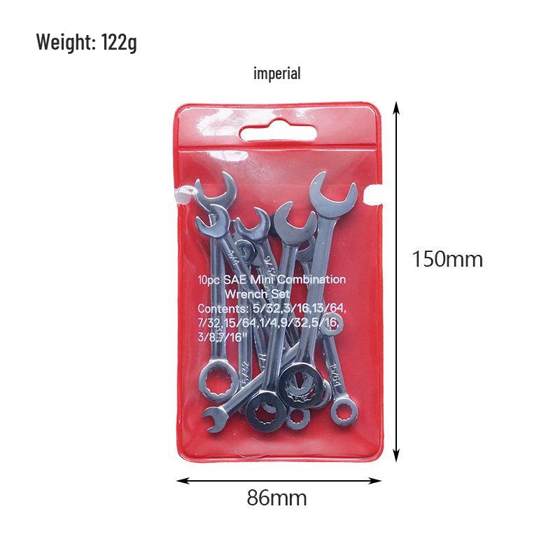10-Piece Metric/Imperial Mini Mirror Polish Open/Box-end Combination Wrench Set