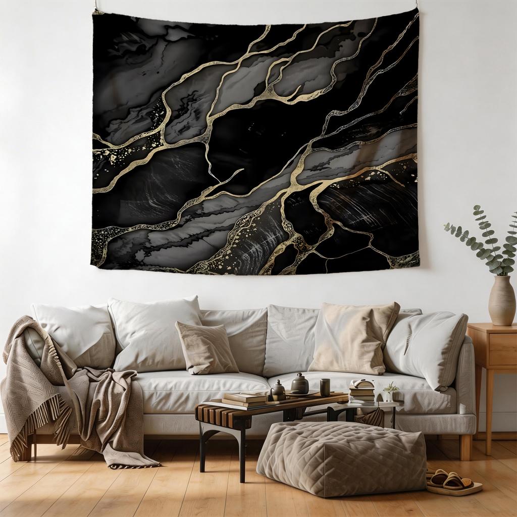 Luxury Gold Marble Wall Tapestry Abstract Art Wall Hanging Tapestry Modern Aesthetic Wall Decor For Living Room Bedroom Dorm