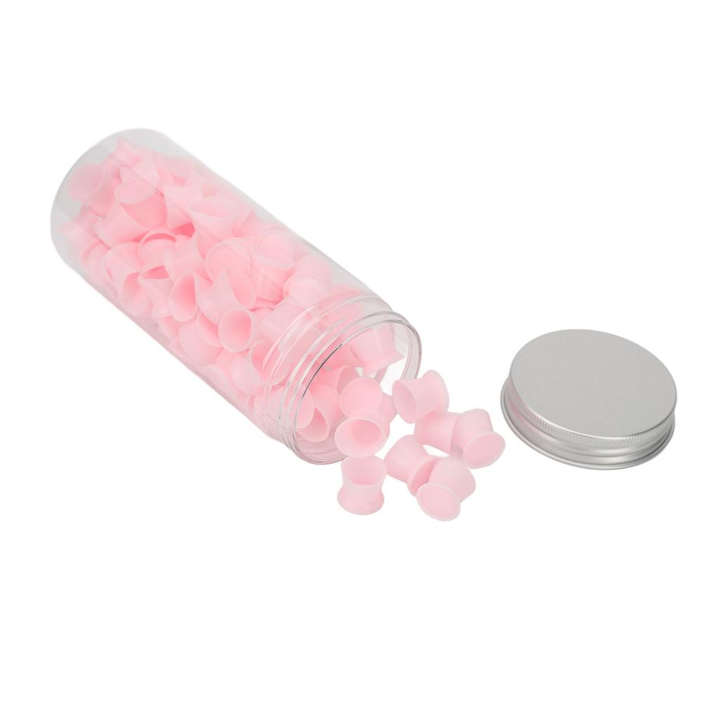 100PCS Disposable Silicone Pigment Cup Large Eyebrow Eyeliner Lip Color Pigment Cups with Storage
