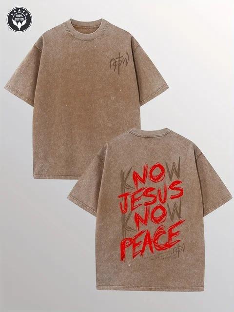 Inspirational Slogan Gray Washed Tee Washed Vintage Inspirational Text T-Shirt S коричневый