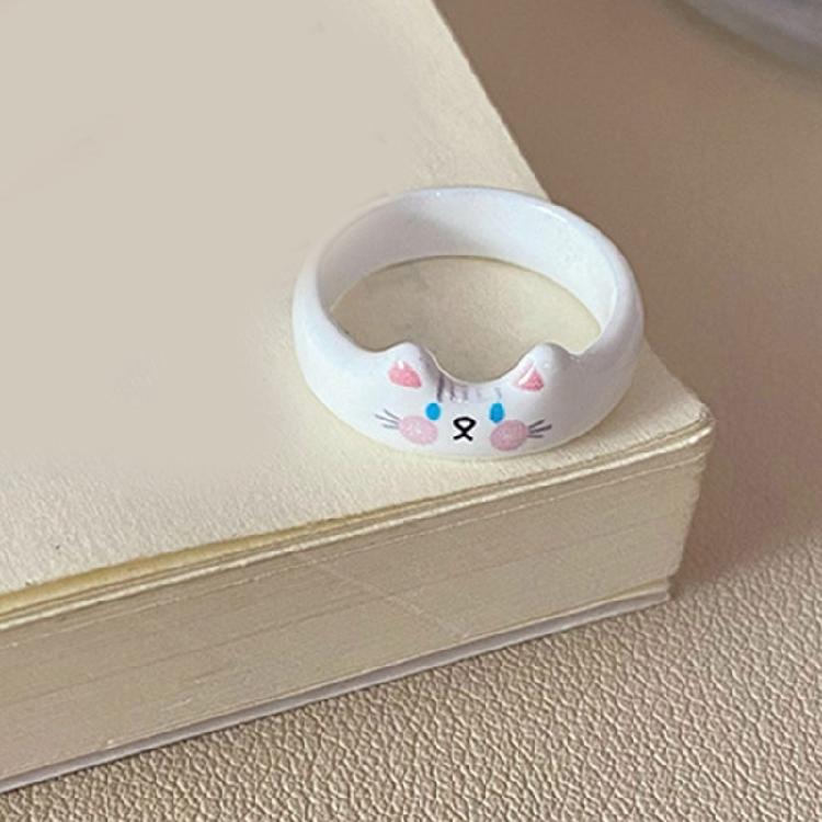 Cartoon Tropfenglasur Katzenring Tierisches Thema Fingerband Schmuck Handgefertigte Accessoires für den Alltag oder zum Verschenken