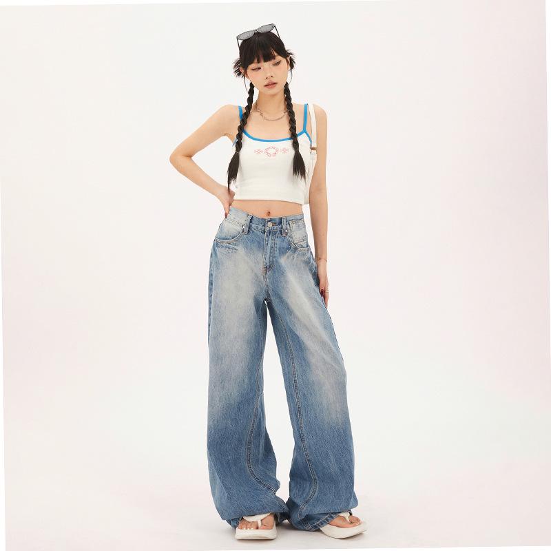 Women s High-Waisted Retro Wide-Leg Jeans - Autumn 2024 Trend Extra Large