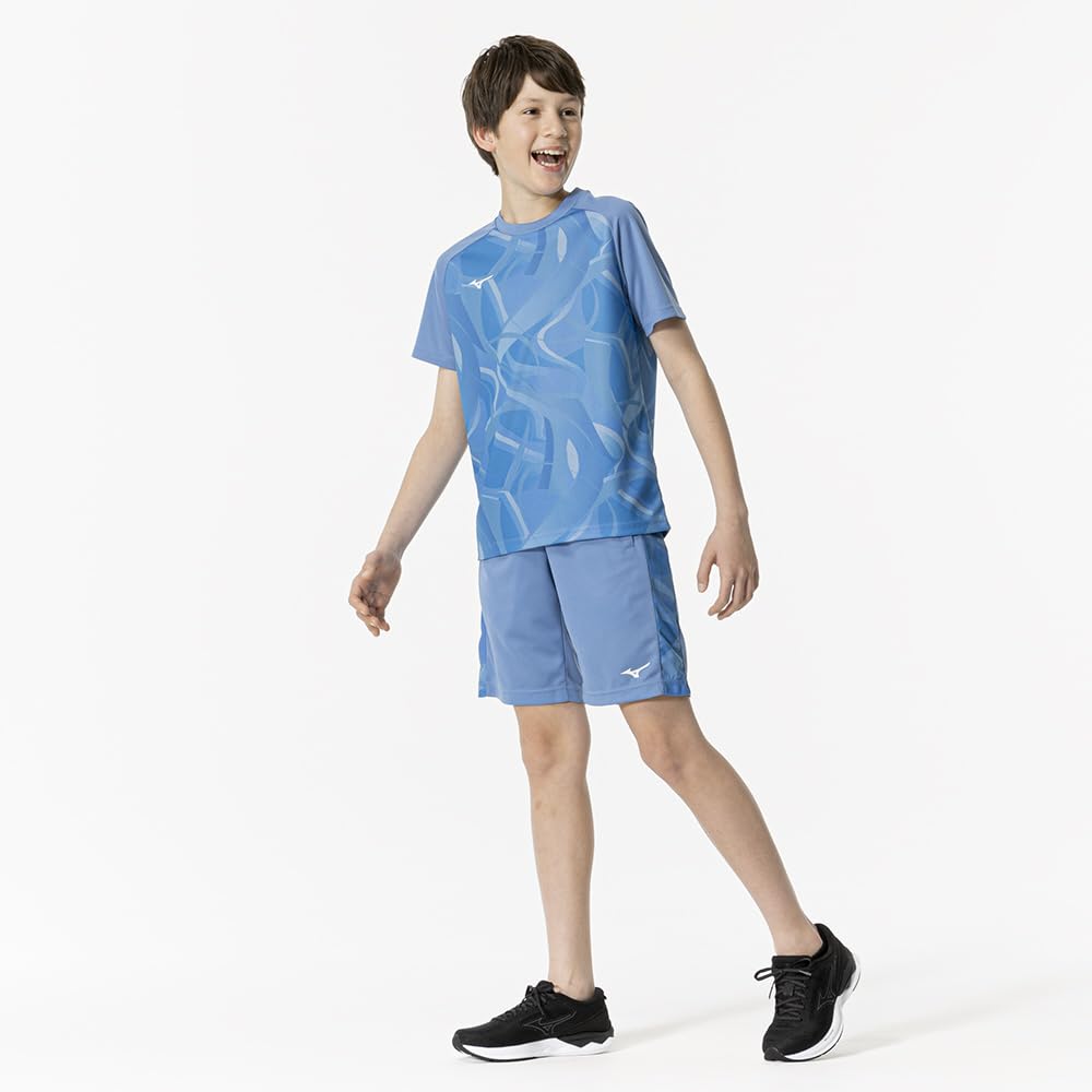 Mizuno MUGEN GRAPHIC Training Short Sleeve T-Shirt, Player-Inspired Design, Kids', 32JAB952, Parisian Blue