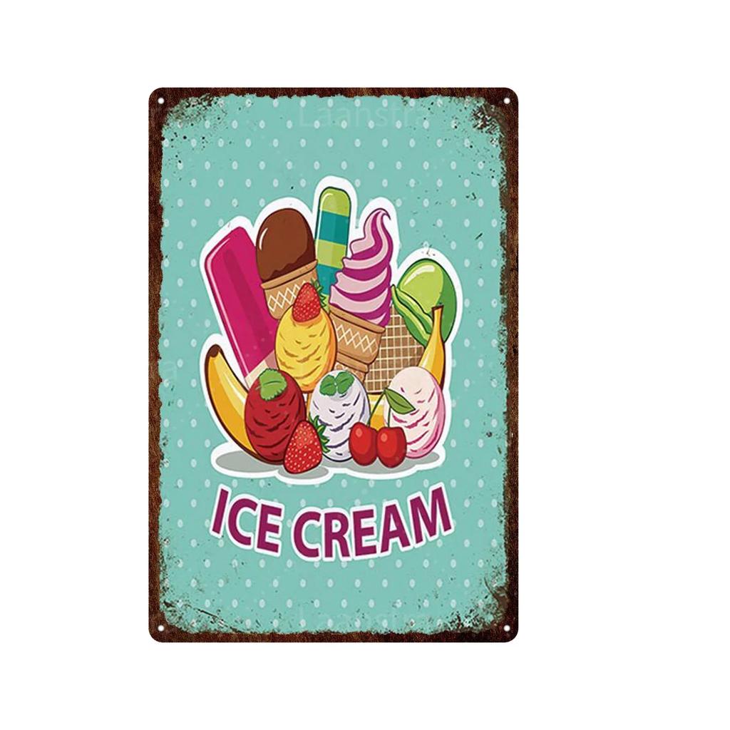 Soft Serve Ice Cream Iron Poster Painting Tin Sign Vintage Wall Decor for Cafe Bar Pub Home Beer Decoration Crafts